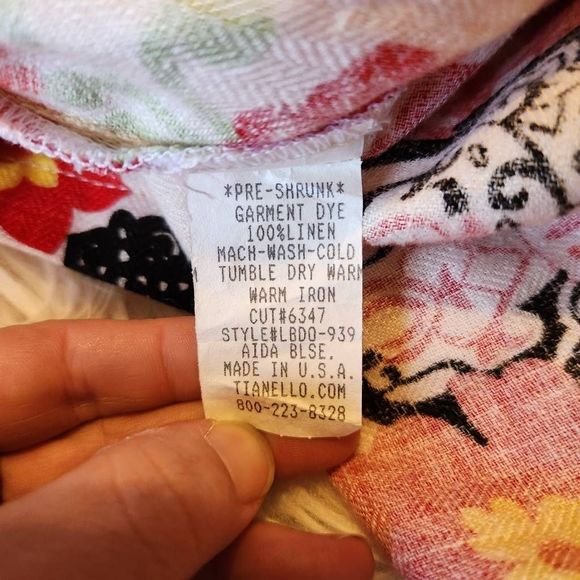 New Tianello Linen Floral Button Up Blouse Top - Picture 9 of 9